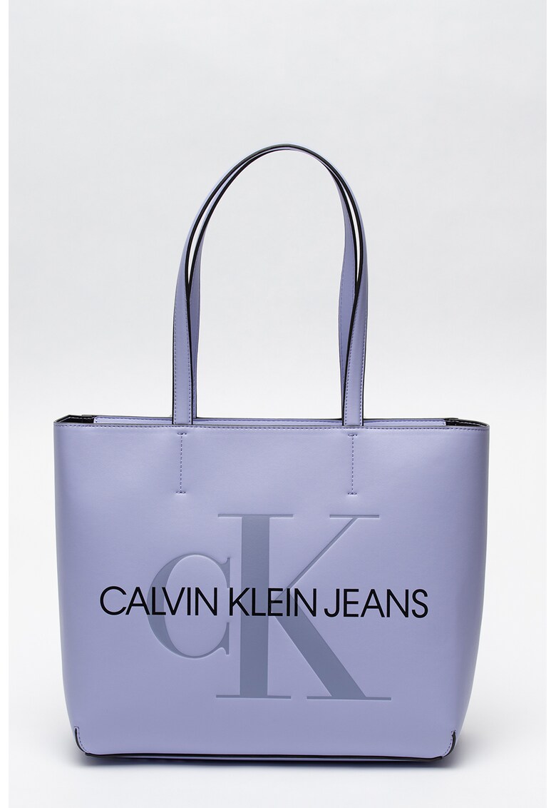 Geanta shopper din piele ecologica cu logo stantat Calvin Klein Jeans