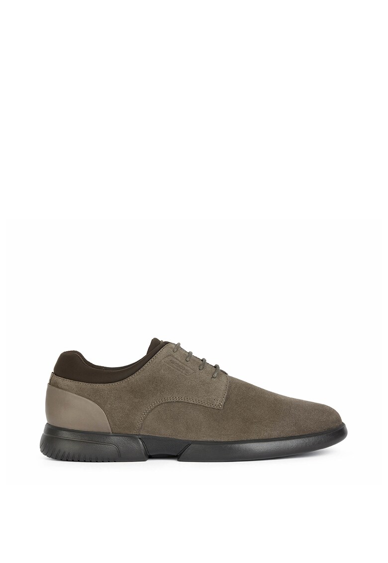 Pantofi Derby de piele intoarsa cu insertii de piele