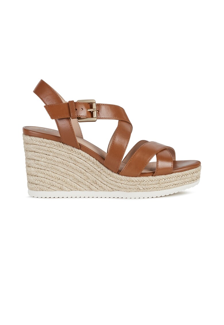 Sandale wedge tip espadrile de piele cu amortizare Ponza