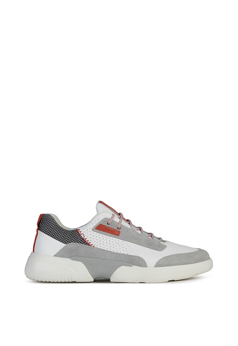 Geox Pantofi sport de piele si piele intoarsa cu insertii textile Smoother