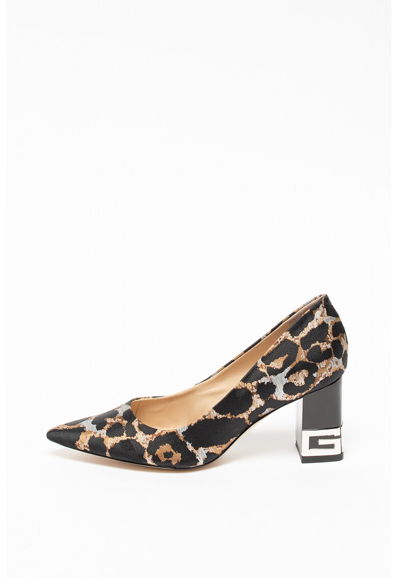 Pantofi cu animal print si toc masiv