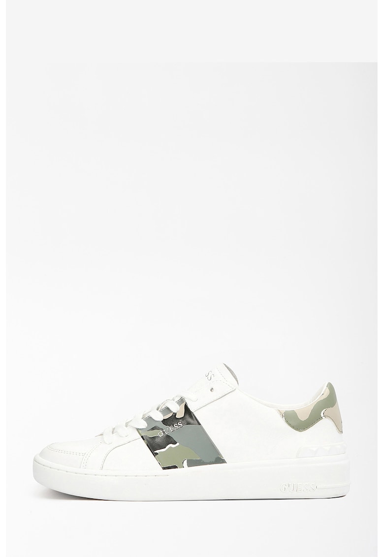 Pantofi sport de piele cu garnituri cu imprimeu camuflaj Guess fashiondays.ro