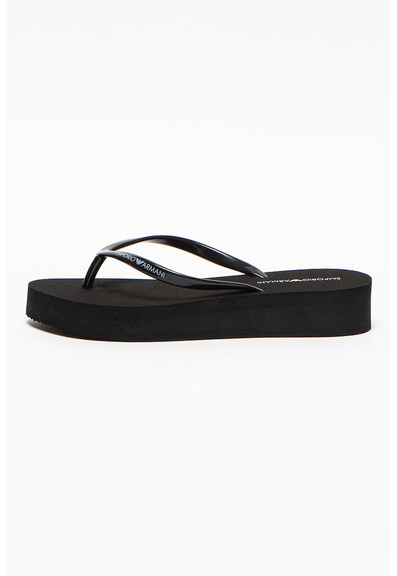 Papuci flip-flop wedge cu detaliu logo