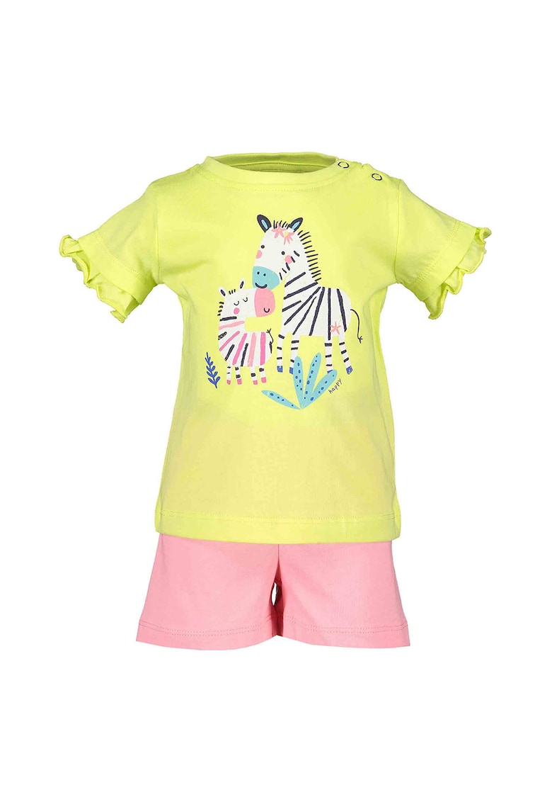 Set de tricou si pantaloni scurti - 2 piese - fete - imprimeu zebre