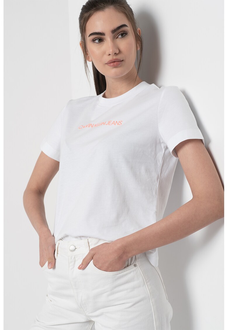 Tricou de bumbac organic cu imprimeu logo discret