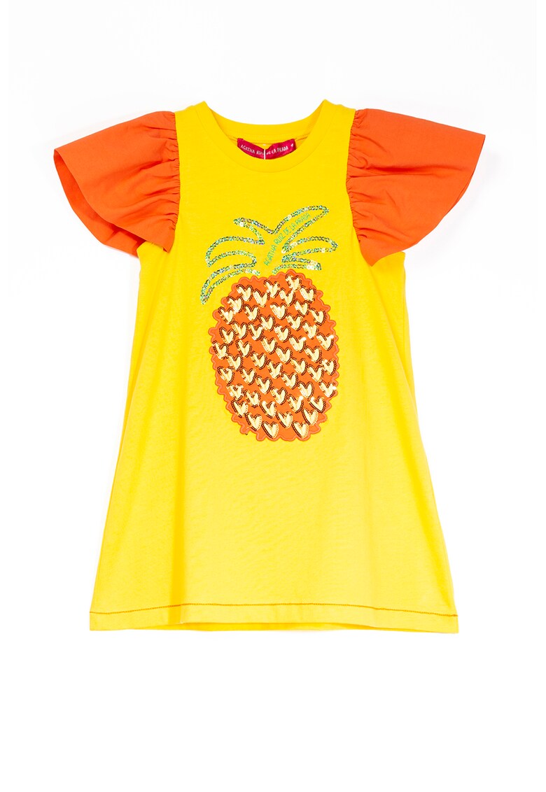 Rochie cu croiala in A si imprimeu grafic