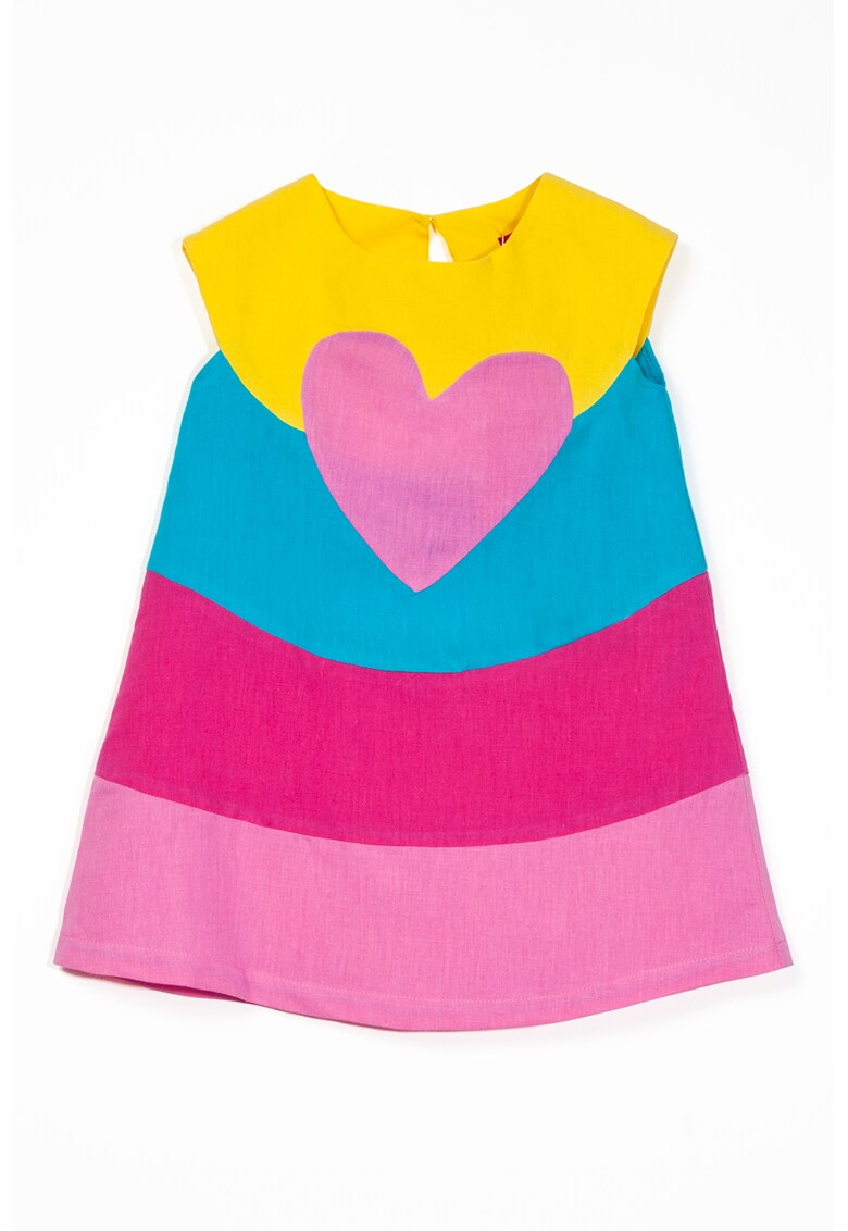 Rochie din amestec de in cu model cu inimi