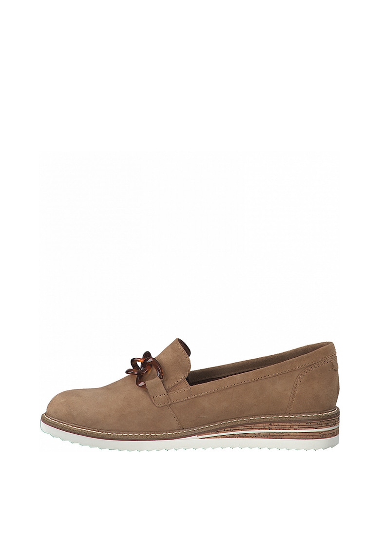 Pantofi loafer de piele intoarsa cu lant