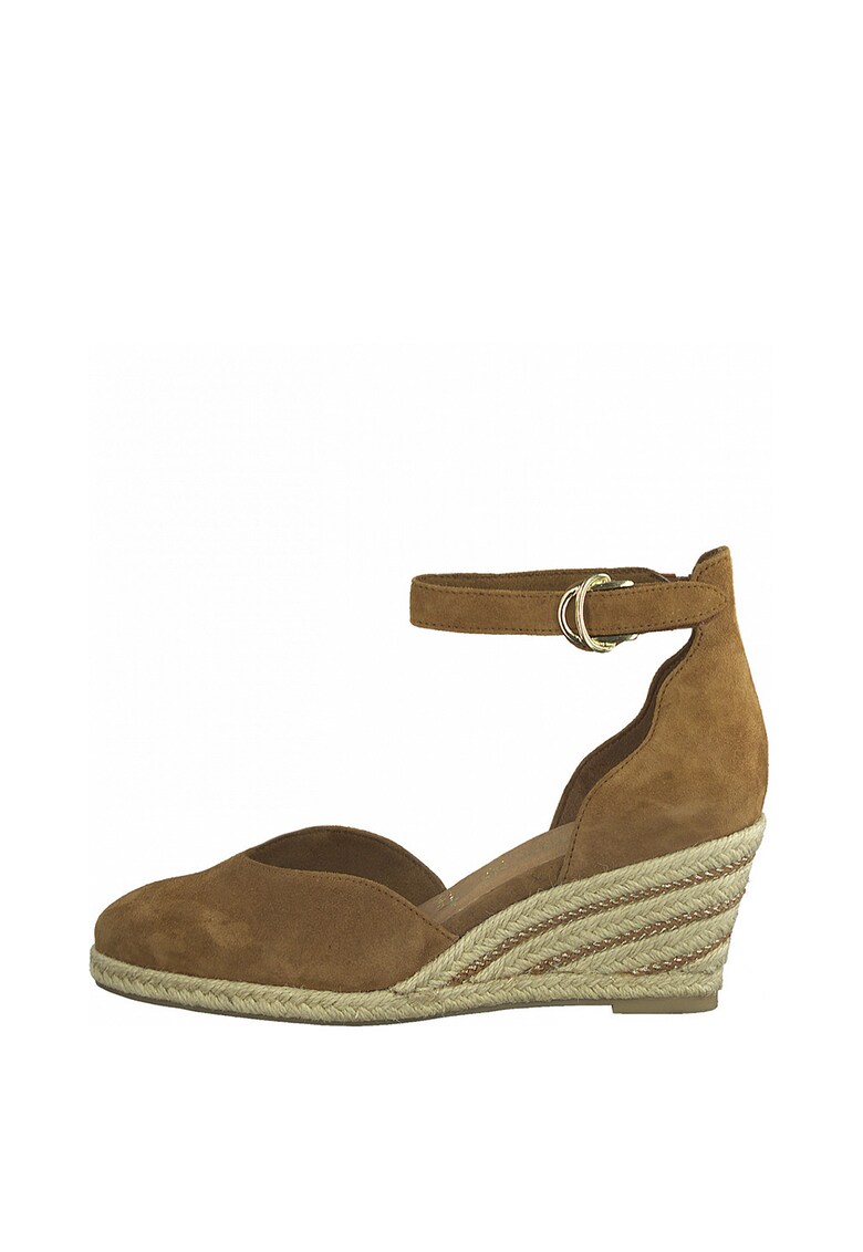Sandale tip espadrile wedge de piele intoarsa