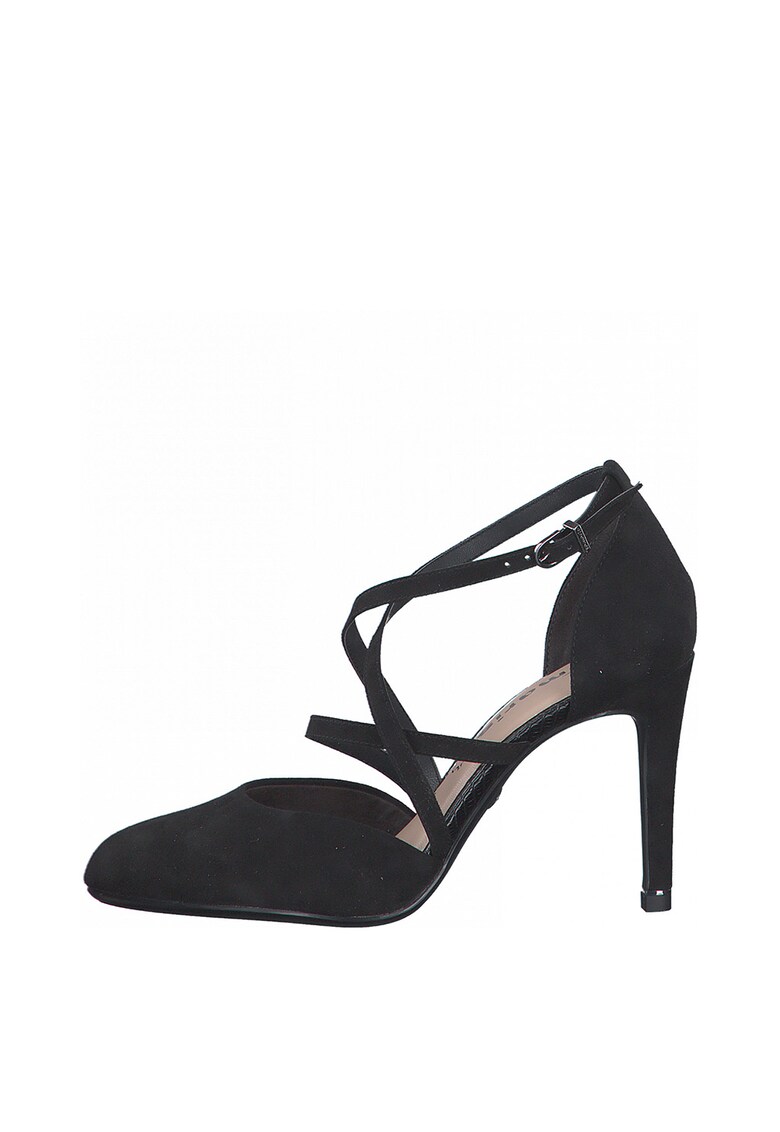 Pantofi din piele ecologica cu toc stiletto si barete incrucisate