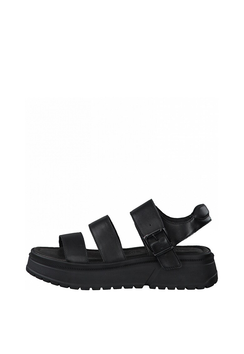 Sandale wedge de piele cu barete multiple