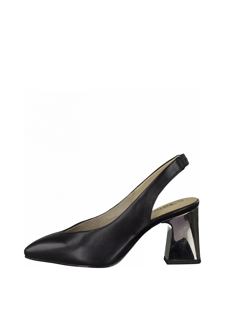 Pantofi slingback de piele cu toc masiv