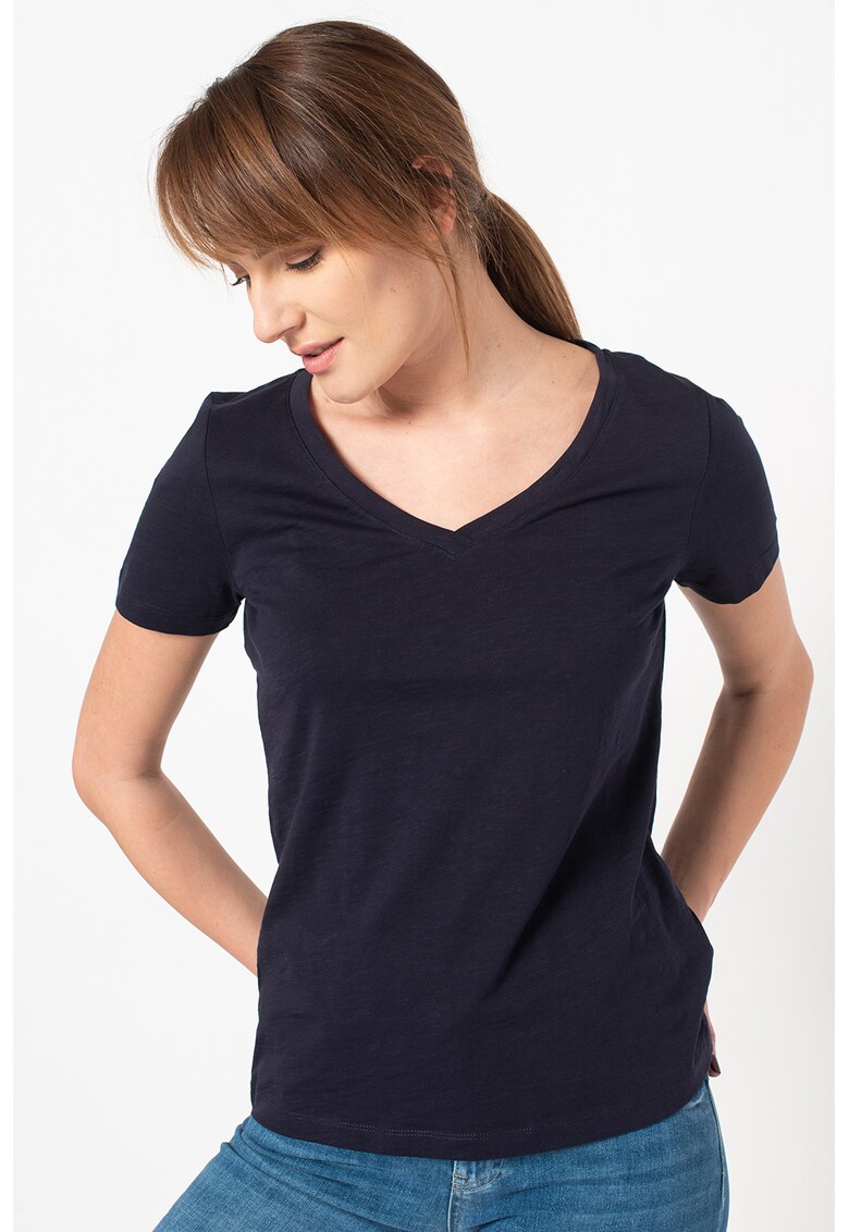 Tricou de bumbac organic cu decolteu in V