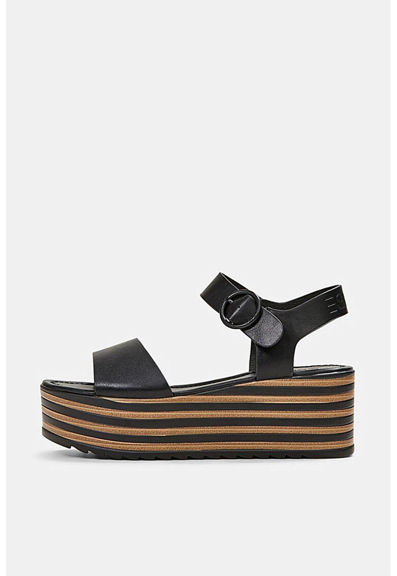 Sandale wedge de piele ecologica