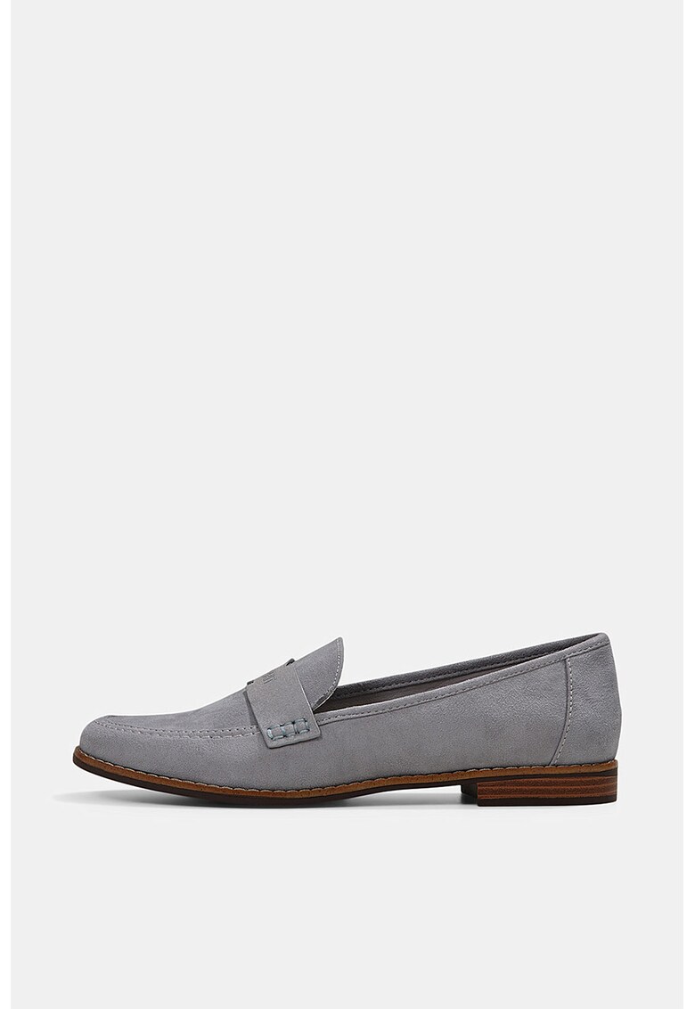 Pantofi loafer de piele intoarsa ecologica cu varf rotund