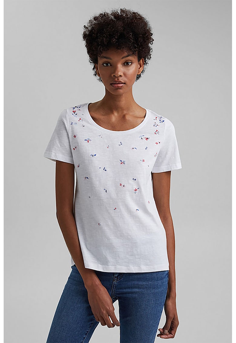 Tricou de bumbac organic cu imprimeu floral abstract