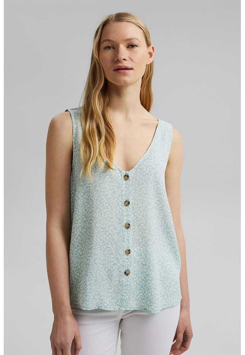 Top cu decolteu in V si model floral