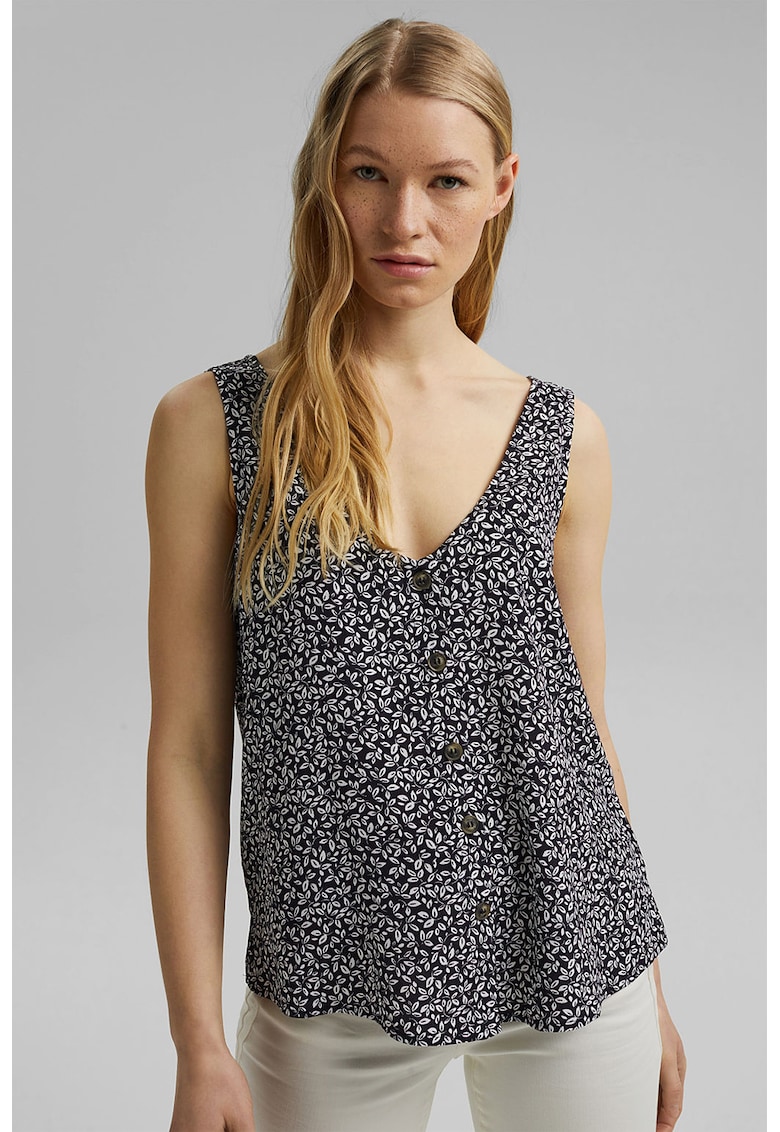 Top cu decolteu in V si model floral