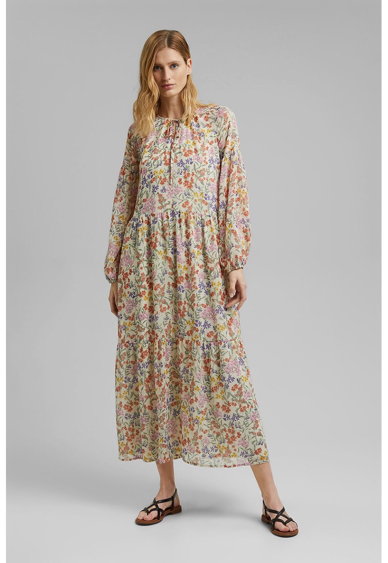 Rochie maxi evazata cu imprimeu floral