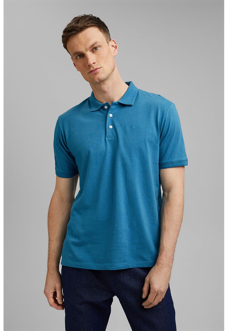 Tricou polo slim fit din amestec de in si bumbac organic