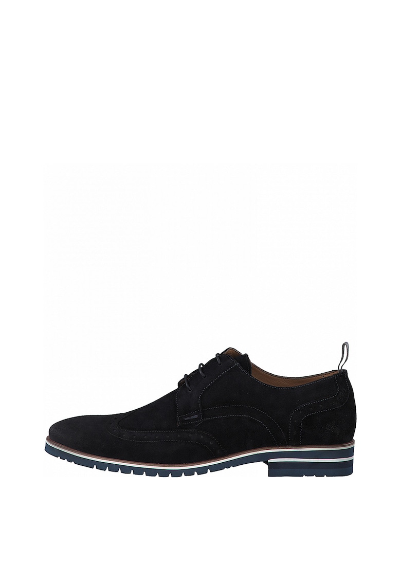 Pantofi derby de piele intoarsa cu talpa contrastanta