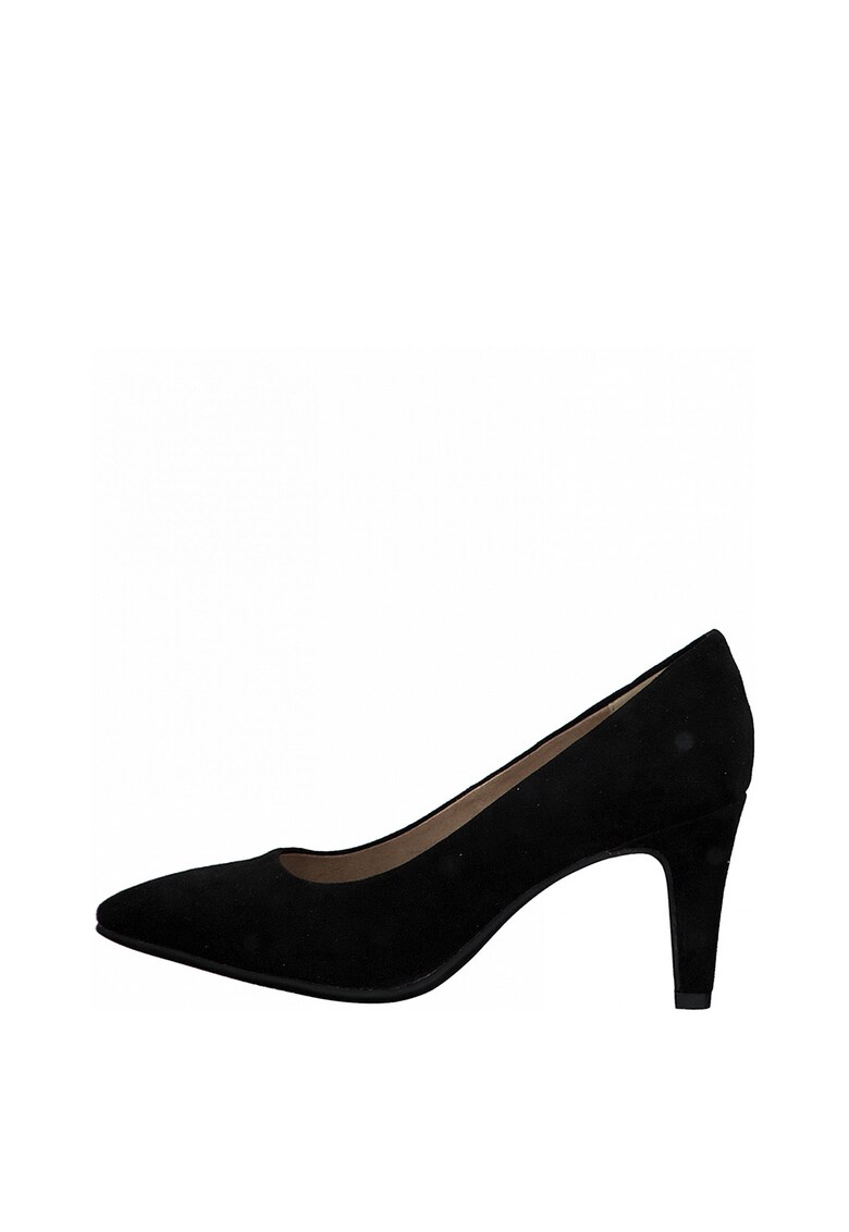 Pantofi de piele intoarsa ecologica cu varf ascutit si toc clasic