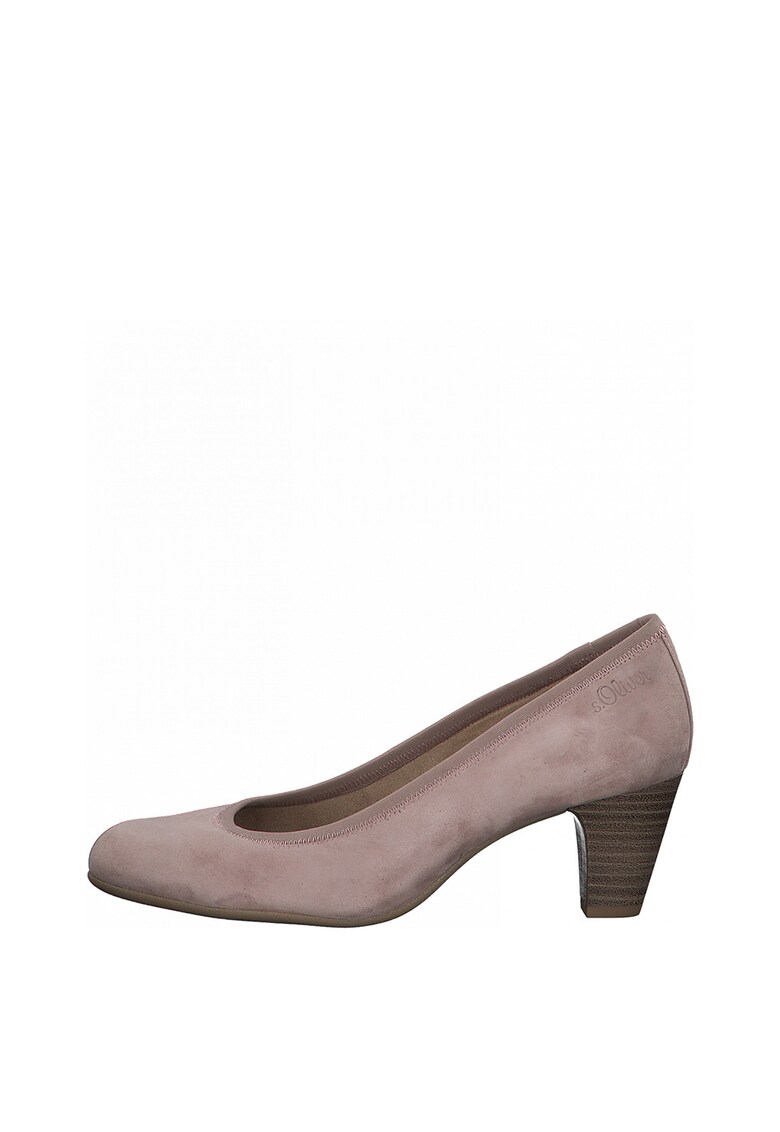 Pantofi de piele intoarsa cu toc masiv