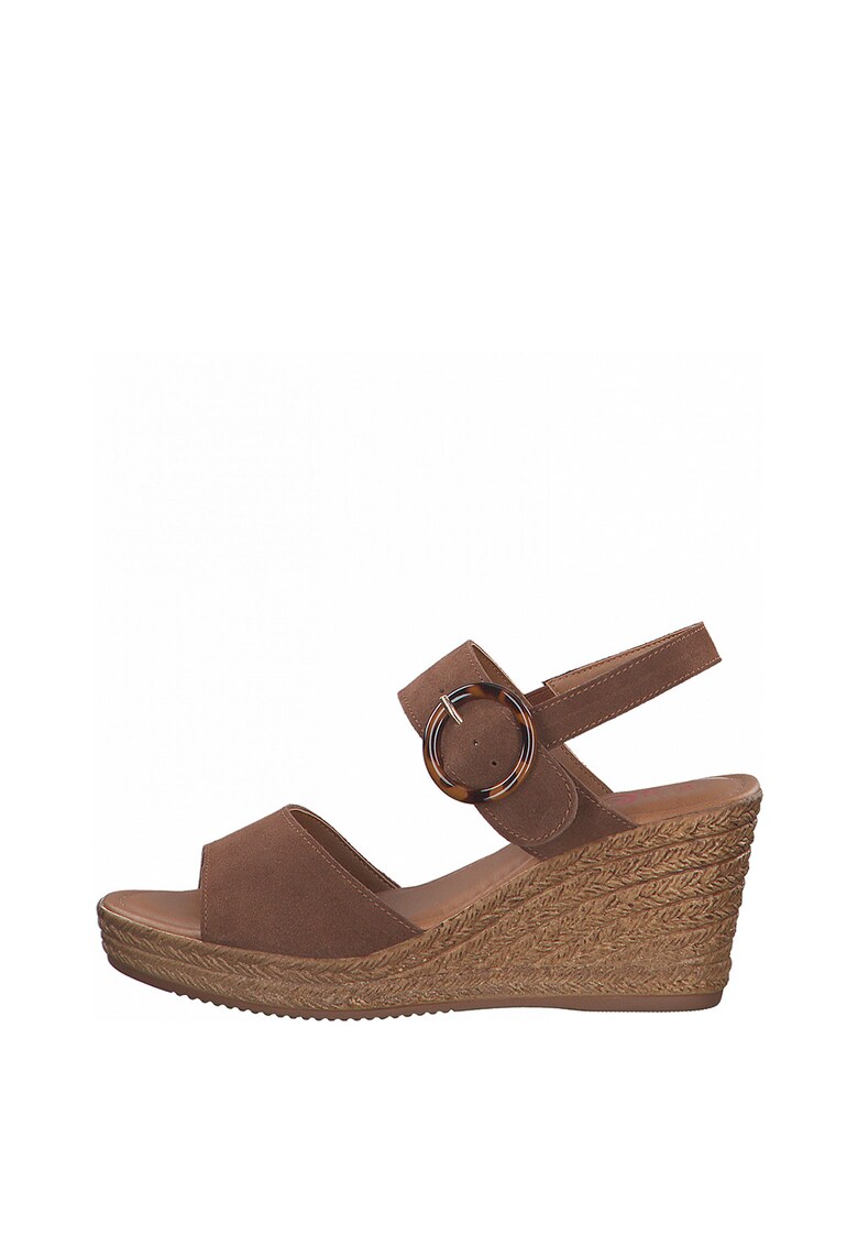 Sandale wedge tip espadrile de piele intoarsa