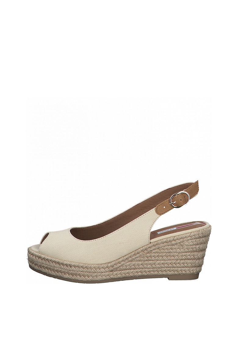 Sandale wedge cu varf decupat