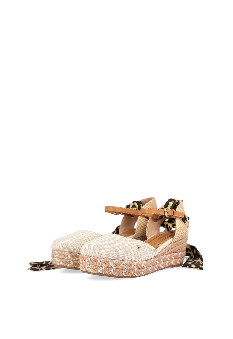 Sandale wedge tip espadrile cu detaliu logo