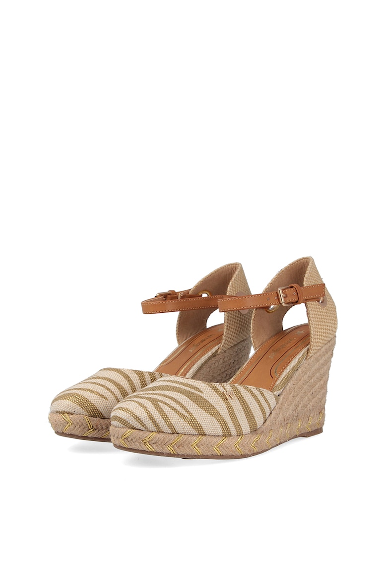 Sandale wedge tip espadrile cu imprimeu