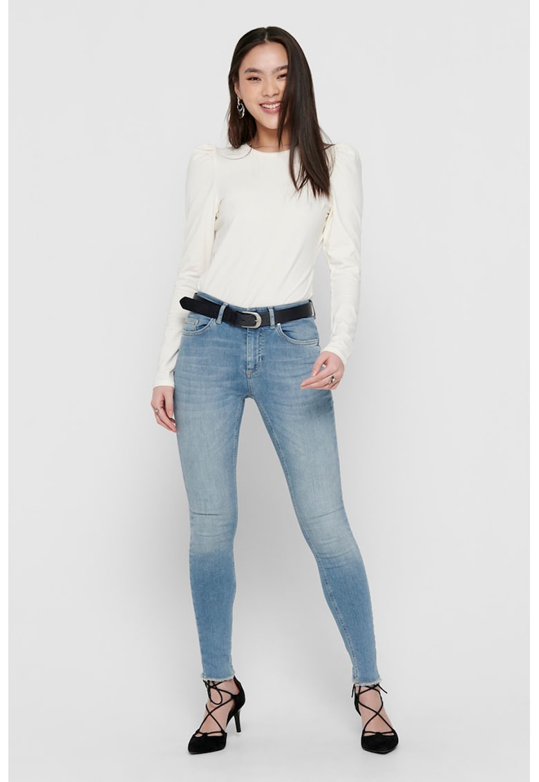 Blugi skinny cu aspect decolorat - Alb/Albastru lavanda