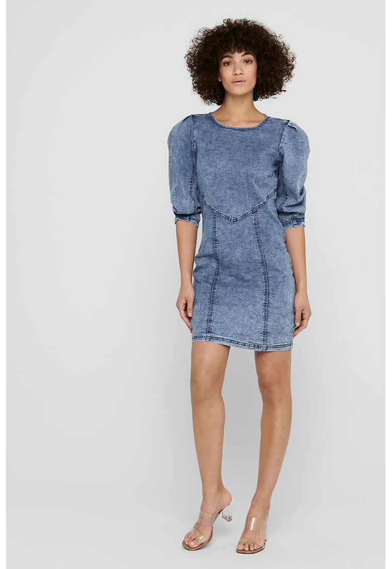 Rochie din denim cu maneci bufante