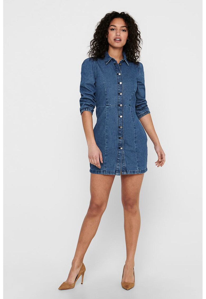 Rochie din denim cu guler ascutit