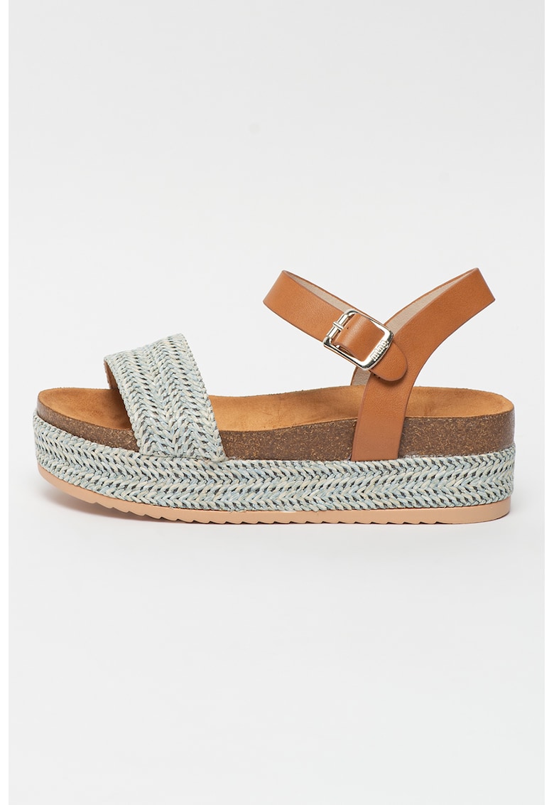 Sandale wedge cu aspect tesut Lana