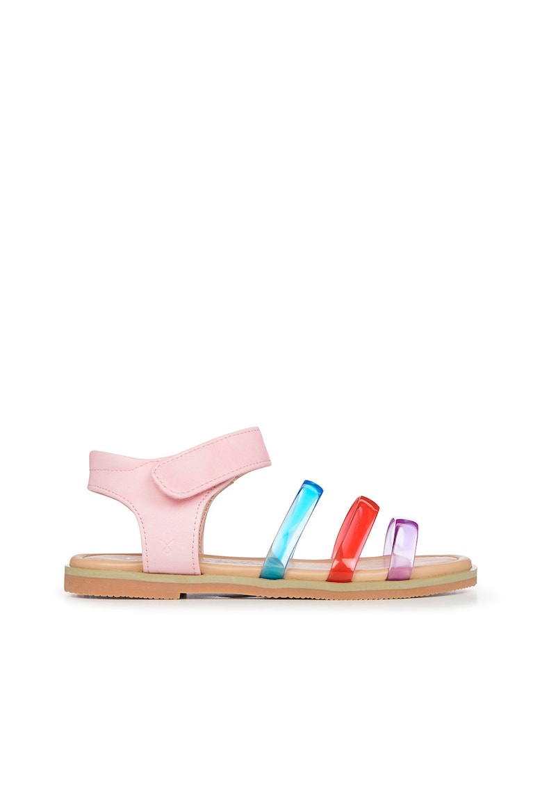 Sandale din piele ecologica cu model colorblock Verona – Roz – Emu