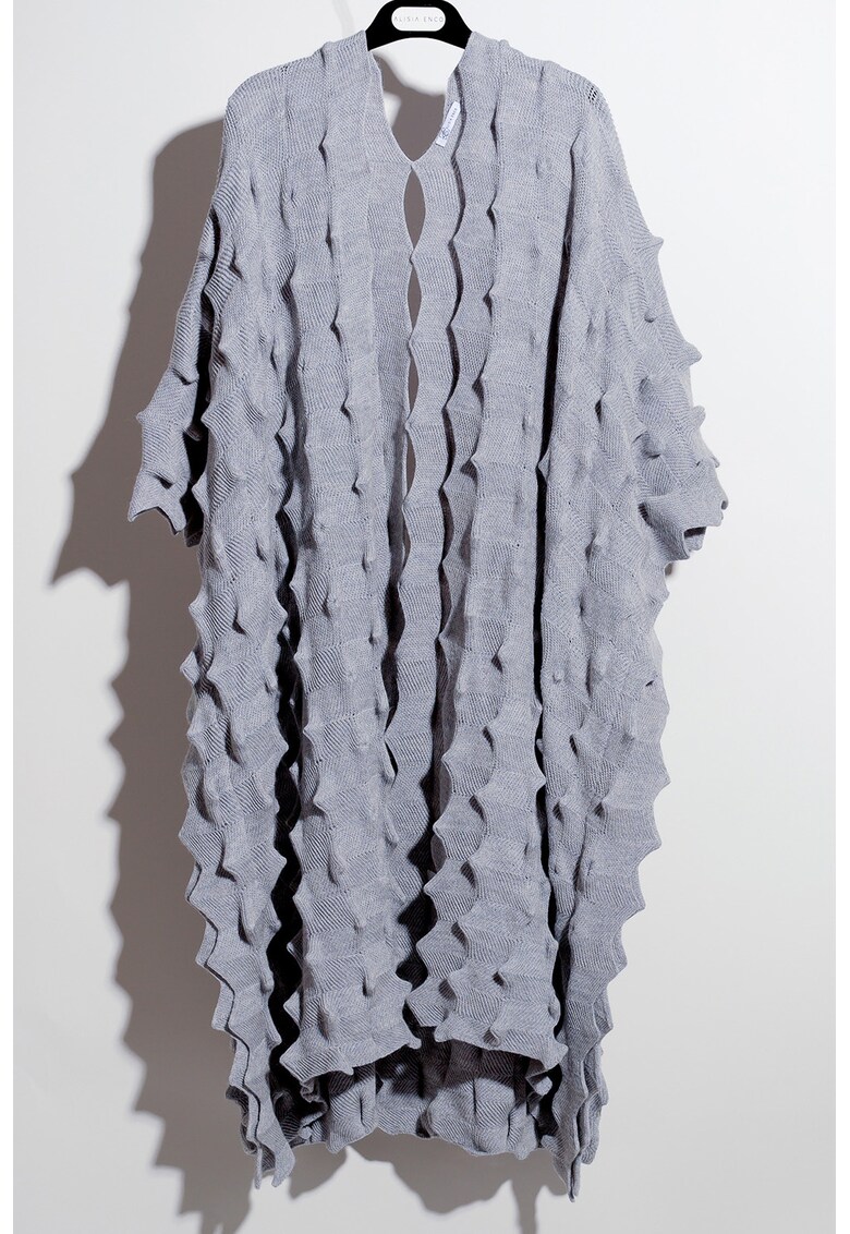 Cardigan din amestec de lana merinos cu model 3D Katja – Gri melange – ALISIA ENCO imagine promotii 2022