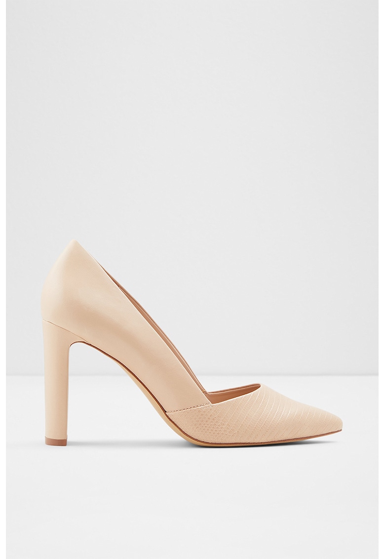 Pantofi stiletto cu varf ascutit si detaliu cu model piele de sarpe Adworen