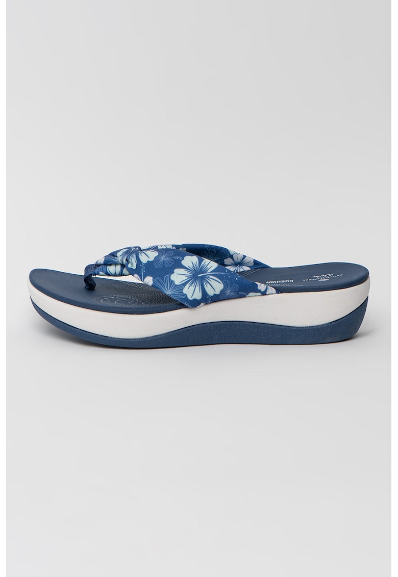 Papuci flip-flopp wedge cu imprimeu Arla Glison Hibiscus