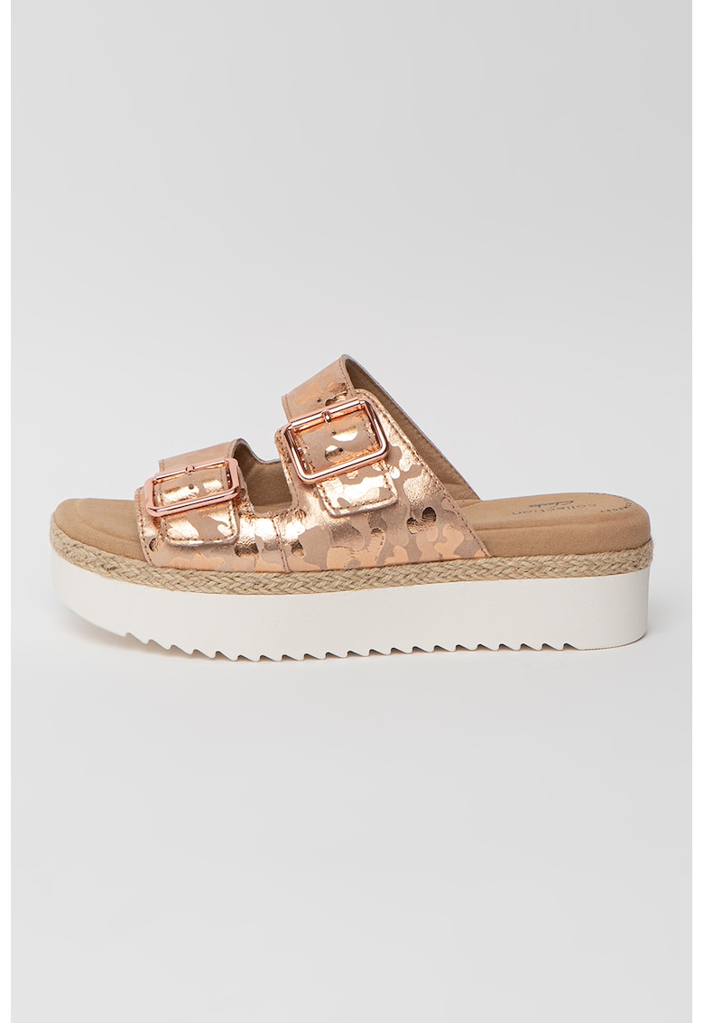Papuci flatform de piele intoarsa Lana
