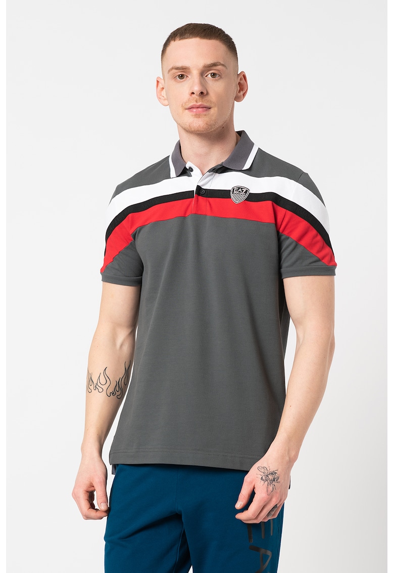 Tricou polo cu model colorblock