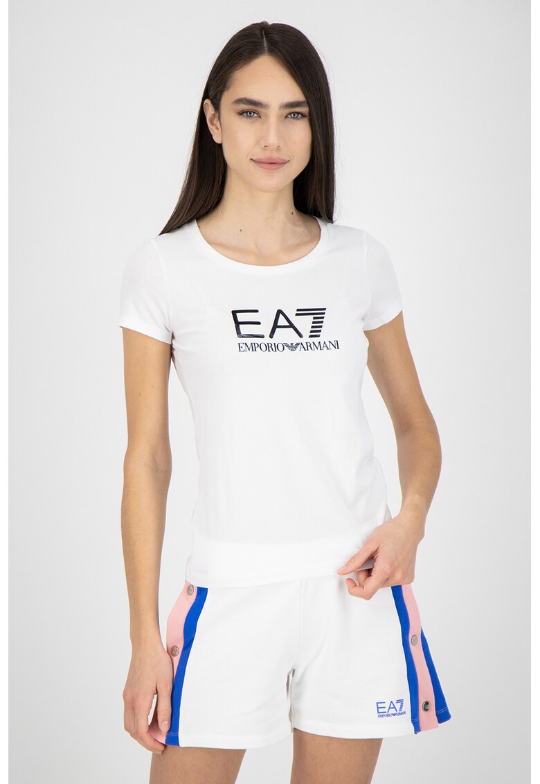 Tricou cu decolteu la baza gatului si imprimeu logo