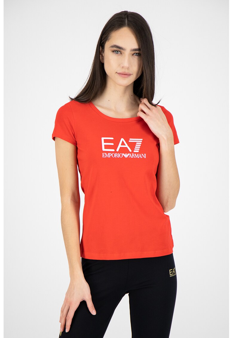 Tricou cu decolteu la baza gatului si imprimeu logo