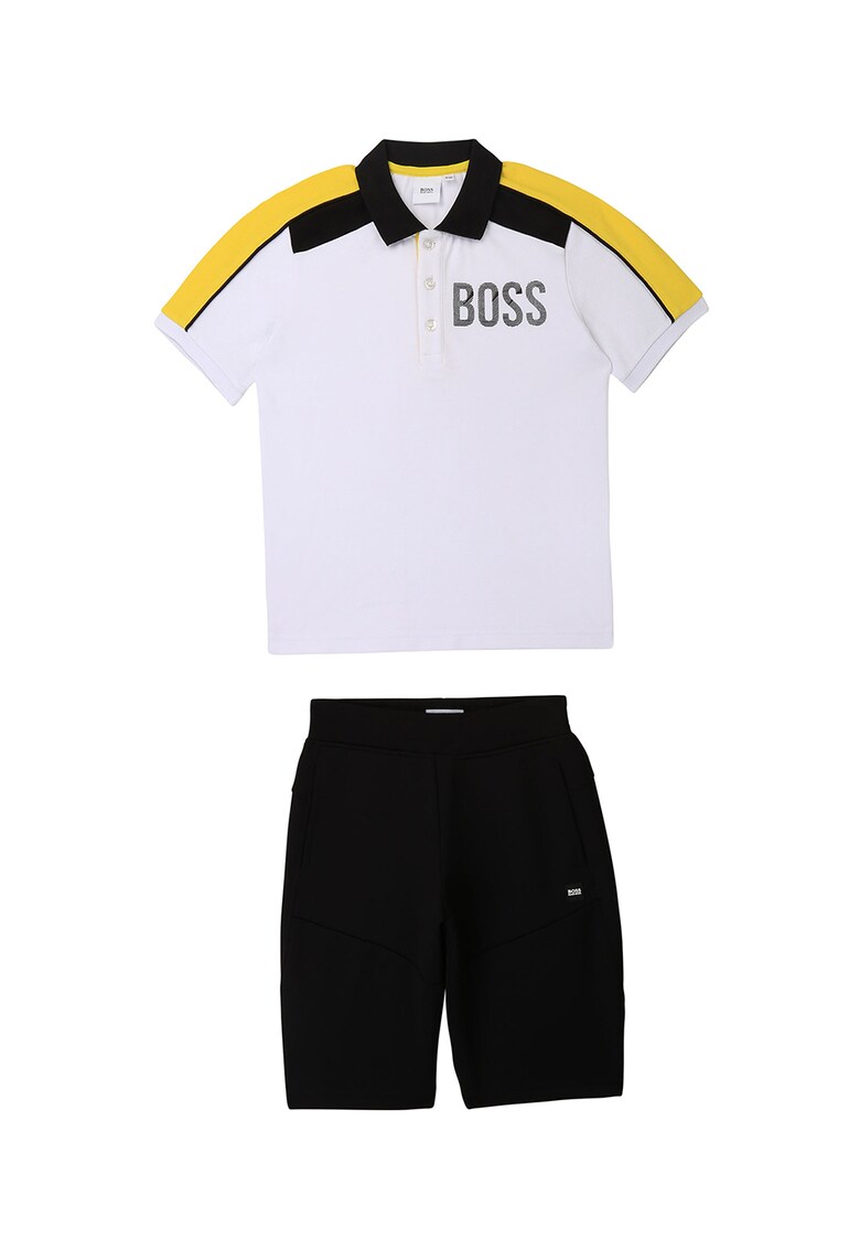 Set de pantaloni scurti si tricou polo cu imprimeu logo – 2 piese BOSS imagine noua gjx.ro