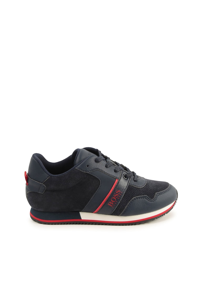 Pantofi sport de piele cu insertii din material textil