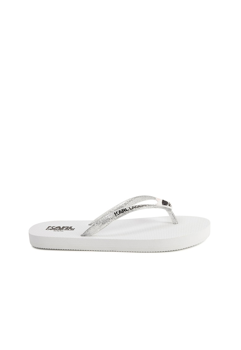 Papuci flip-flop de cauciuc cu detalii logo
