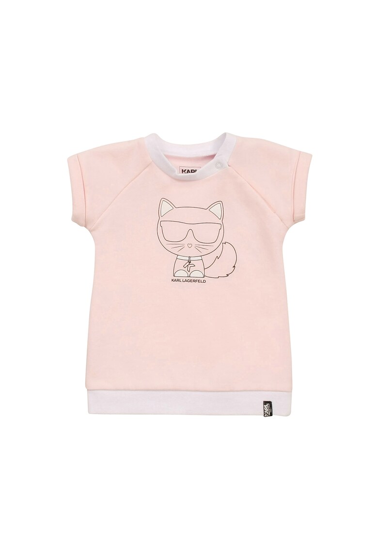 Rochie tip tricou cu maneci raglan si imprimeu logo