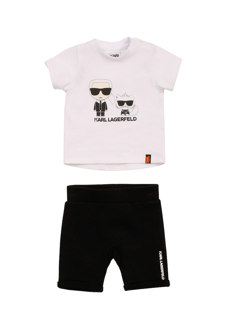 Set de pantaloni scurti si tricou cu imprimeu logo - 2 piese