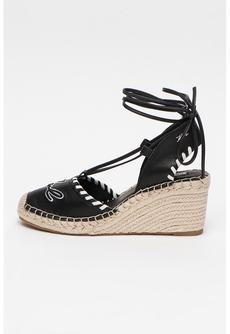 Sandale wedge tip espadrile de piele Kamini