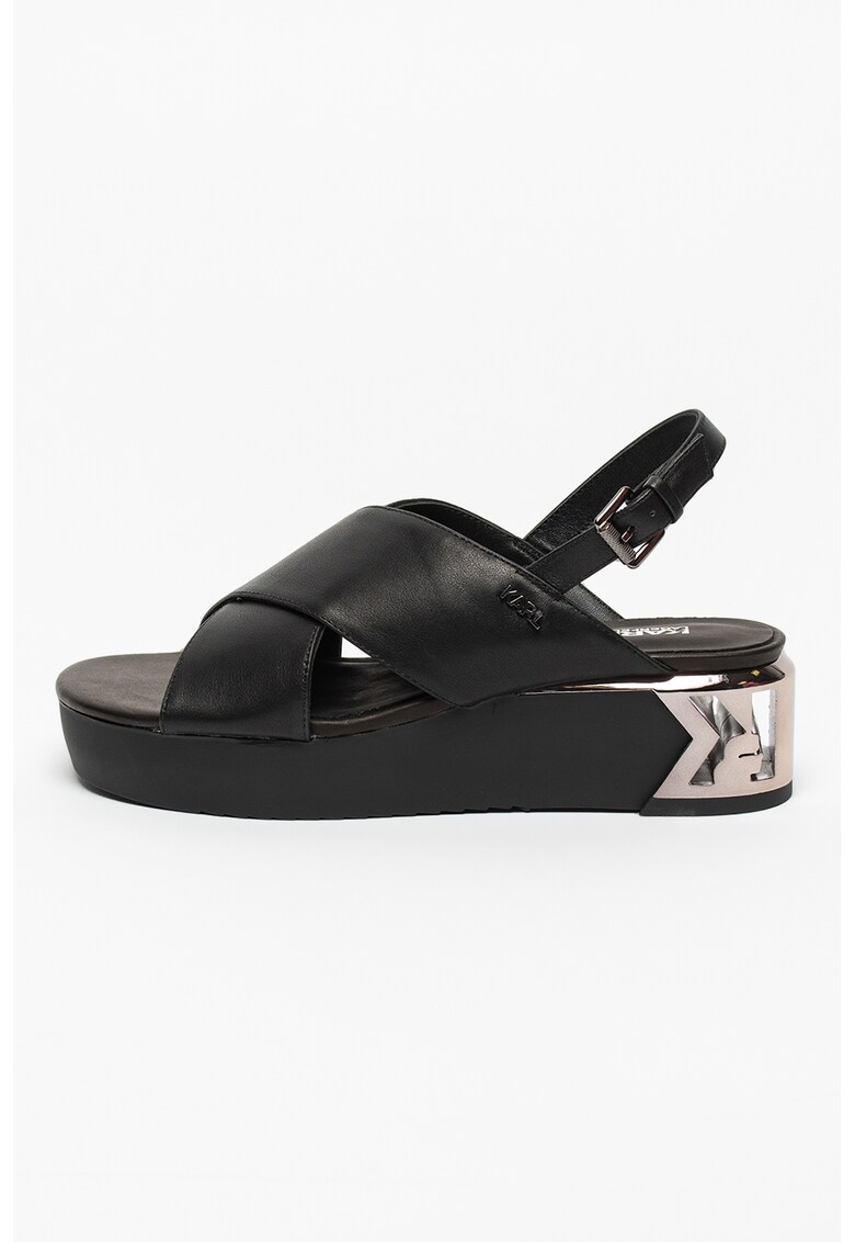 Sandale wedge de piele cu barete incrucisate K-Blok